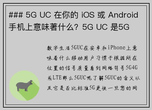 ### 5G UC 在你的 iOS 或 Android 手机上意味著什么？5G UC 是5G 