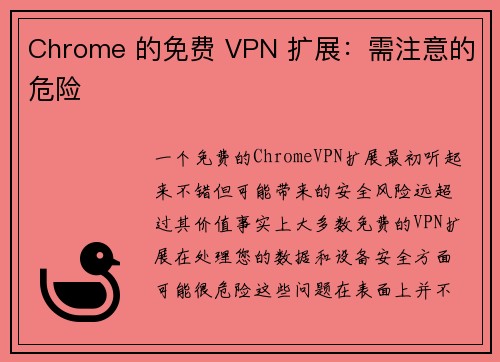 Chrome 的免费 VPN 扩展：需注意的危险 