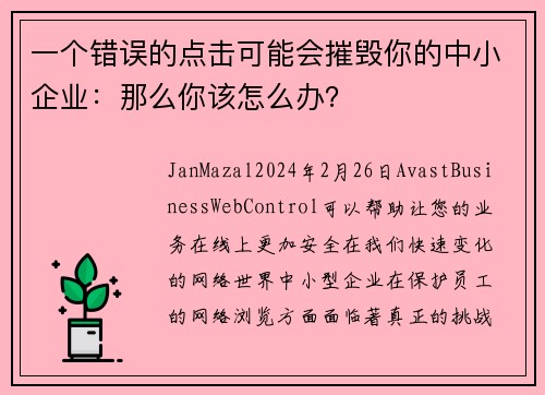 一个错误的点击可能会摧毁你的中小企业：那么你该怎么办？