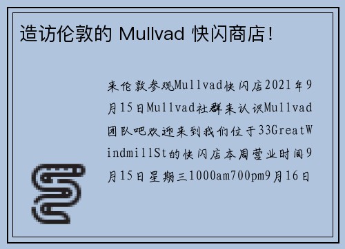 造访伦敦的 Mullvad 快闪商店！